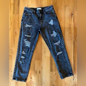 KanCan women’s size 5/26 black jeans distressed, high rise